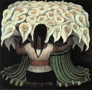 Diego Rivera Series of Flower oil on canvas